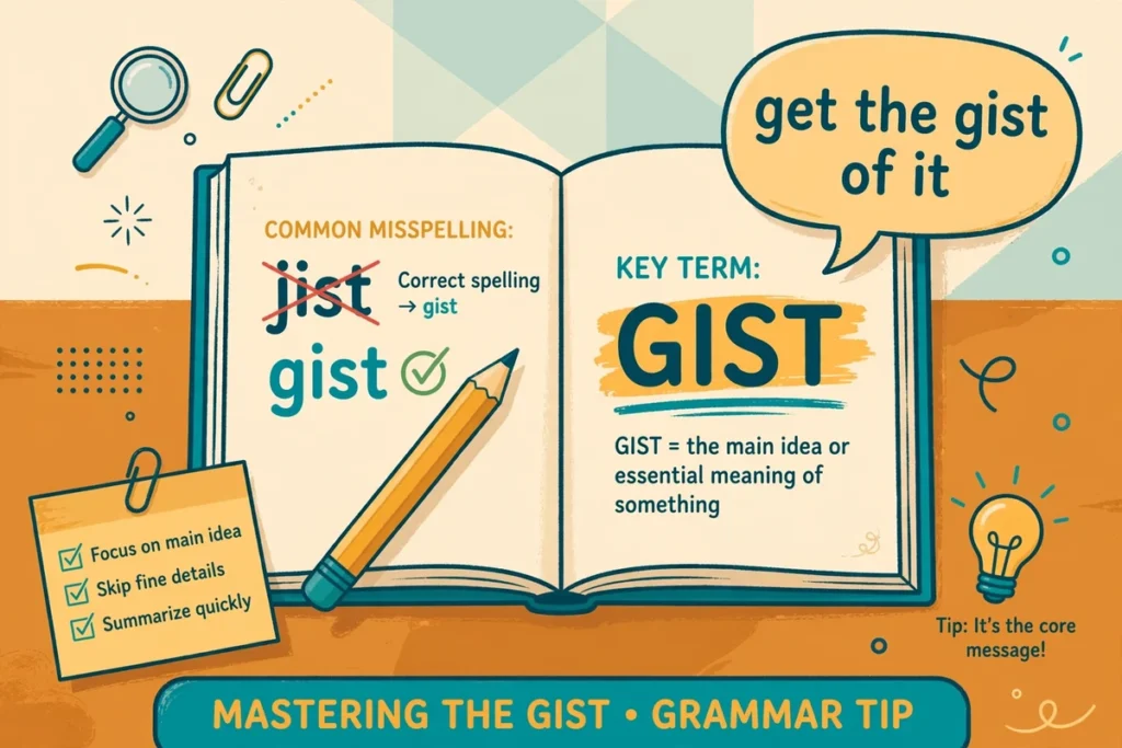 Jist or gist spelling examples illustration