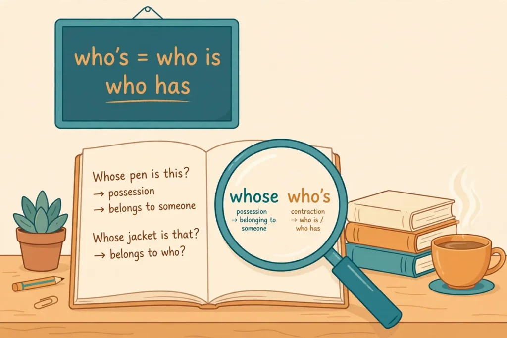 Whose or who's usage examples illustration