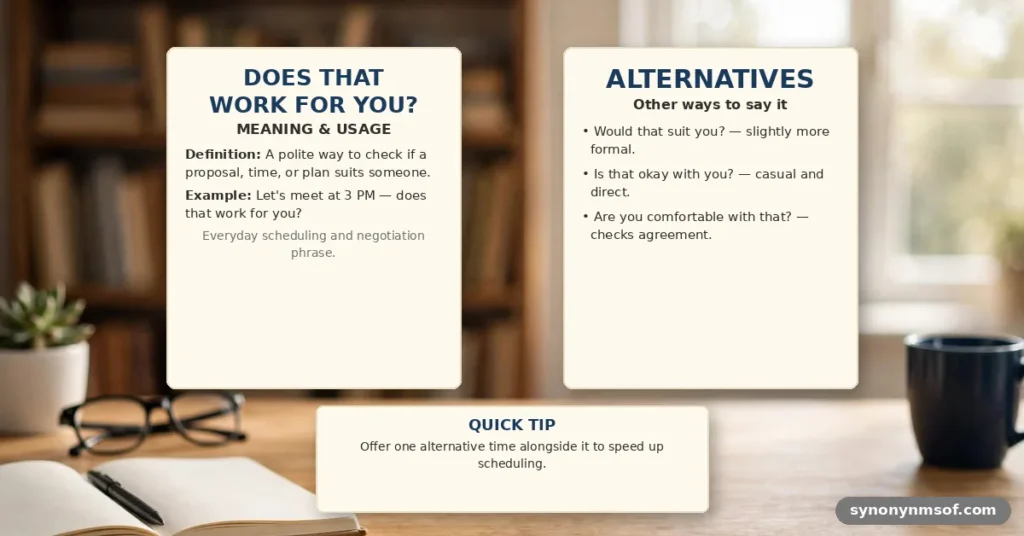 Does That Work for You? - meaning, usage and examples