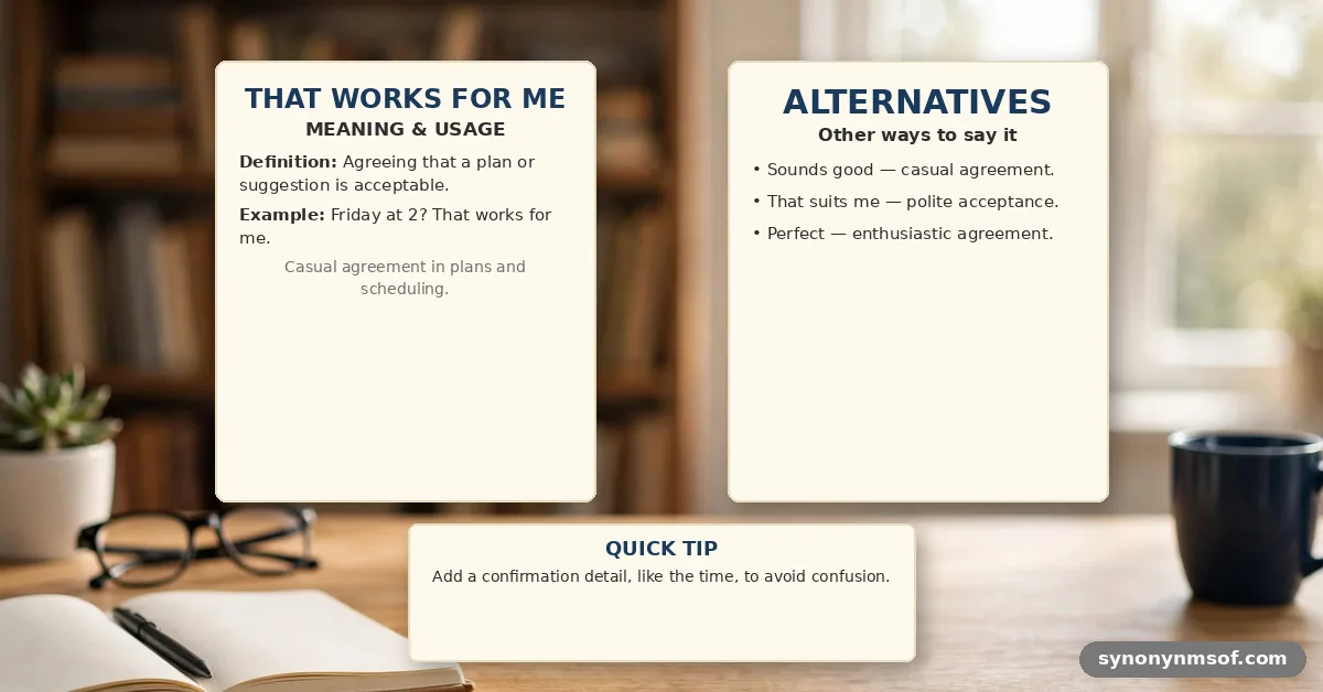 That Works for Me - meaning, usage and examples