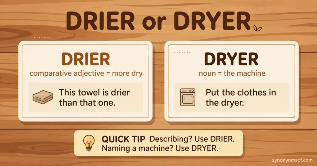Drier or Dryer: Meaning, Difference, and Usage