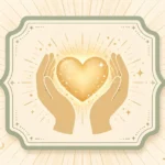 Infographic illustration of gratitude with hands holding a glowing heart, envelopes and stars — greatful or grateful spelling guide