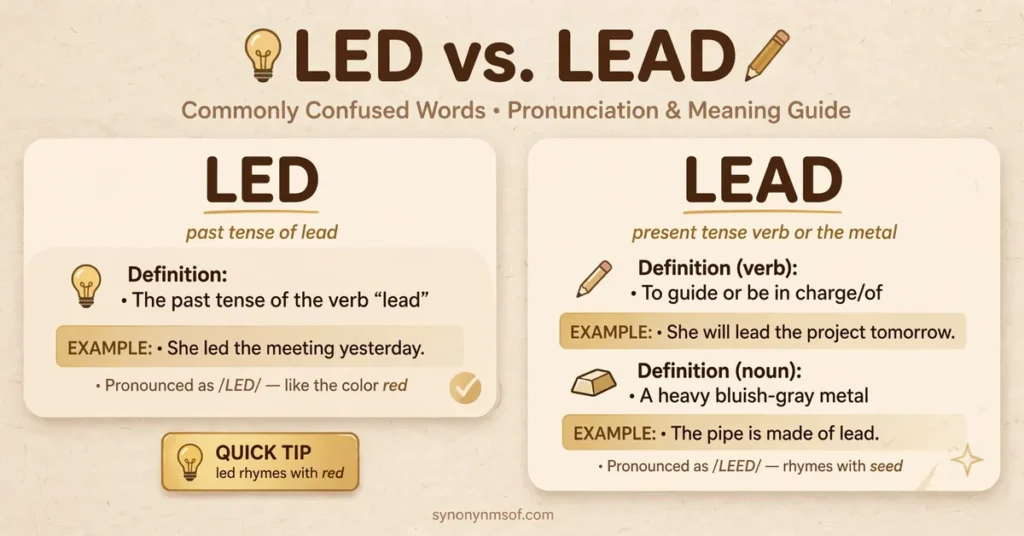 Led or Lead: Meaning, Difference, and Real Examples