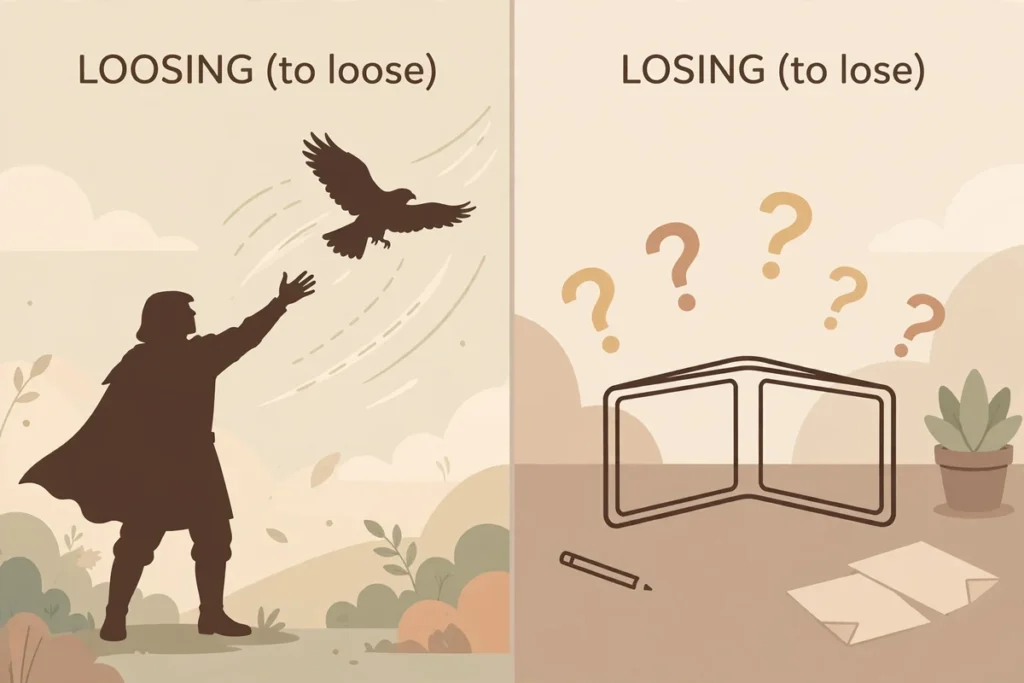 Loose versus lose spelling examples illustration