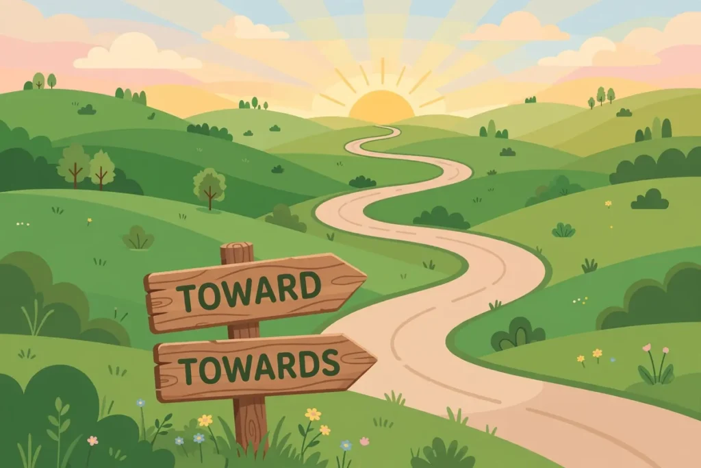 Toward vs towards direction examples illustration