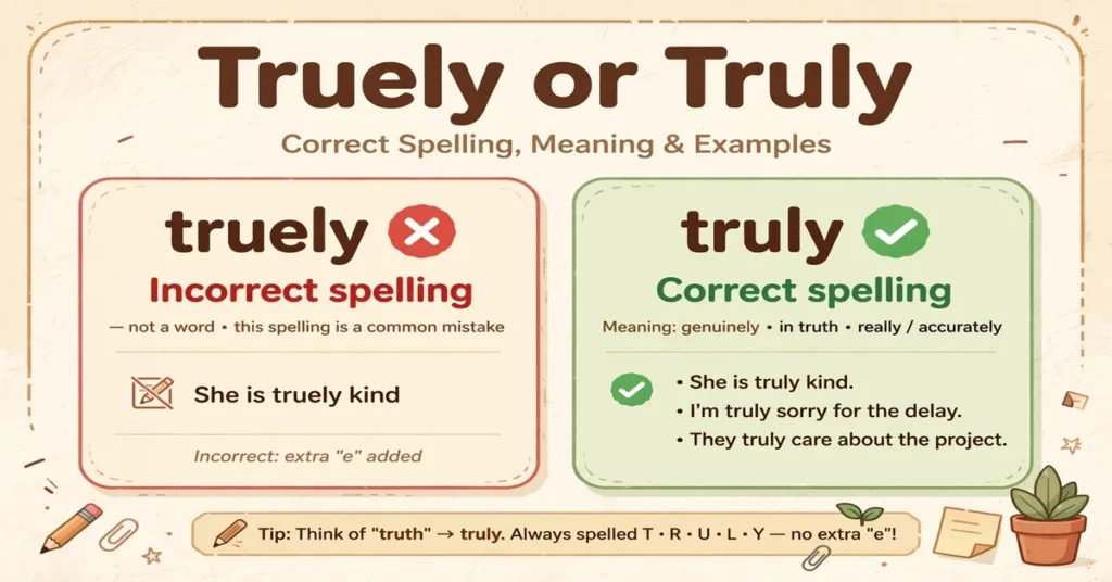 Truely or Truly: Correct Spelling, Meaning, and Examples