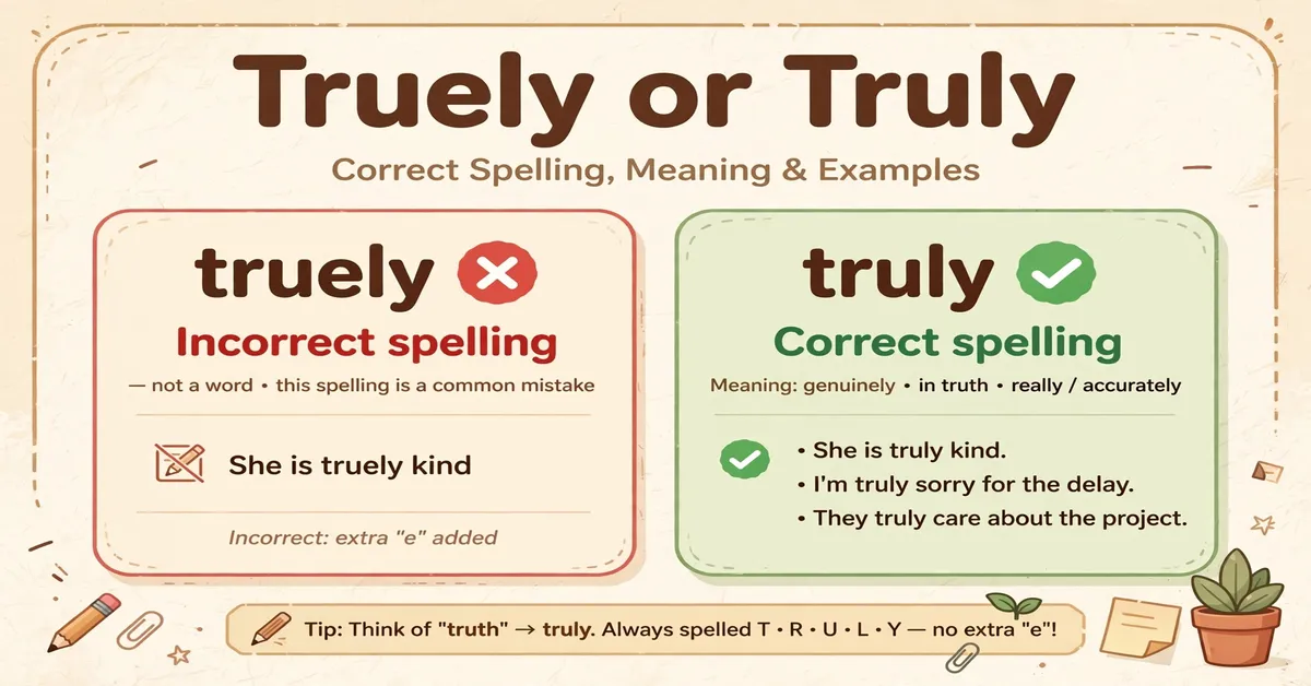 Truely or Truly: Correct Spelling, Meaning, and Examples