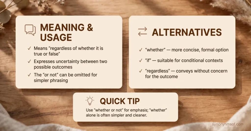 Whether or Not: Meaning, Grammar Rules, and Real Examples