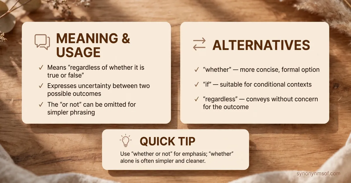 Whether or Not: Meaning, Grammar Rules, and Real Examples